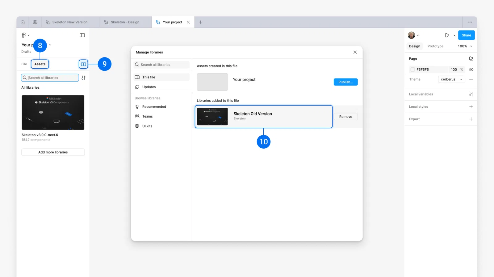 Open manage libraries