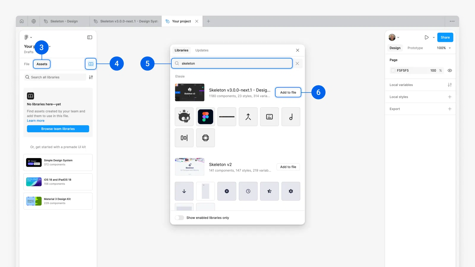 Add Figma library to file