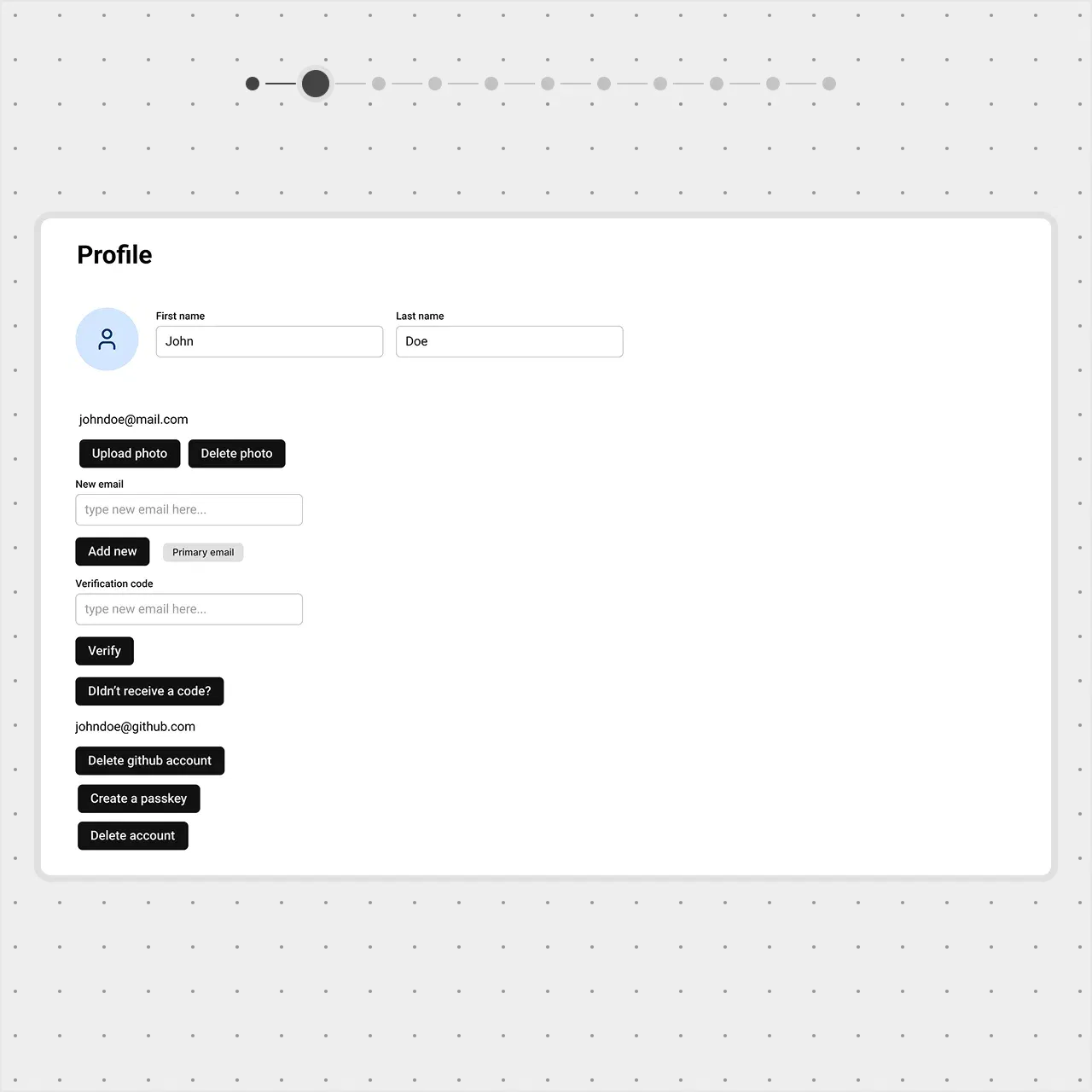 A profile page with an avatar and First and Last name fields grouped at the top. The avatar is larger in the 'After' view, creating a cleaner, more focused layout compared to the 'Before' view.
