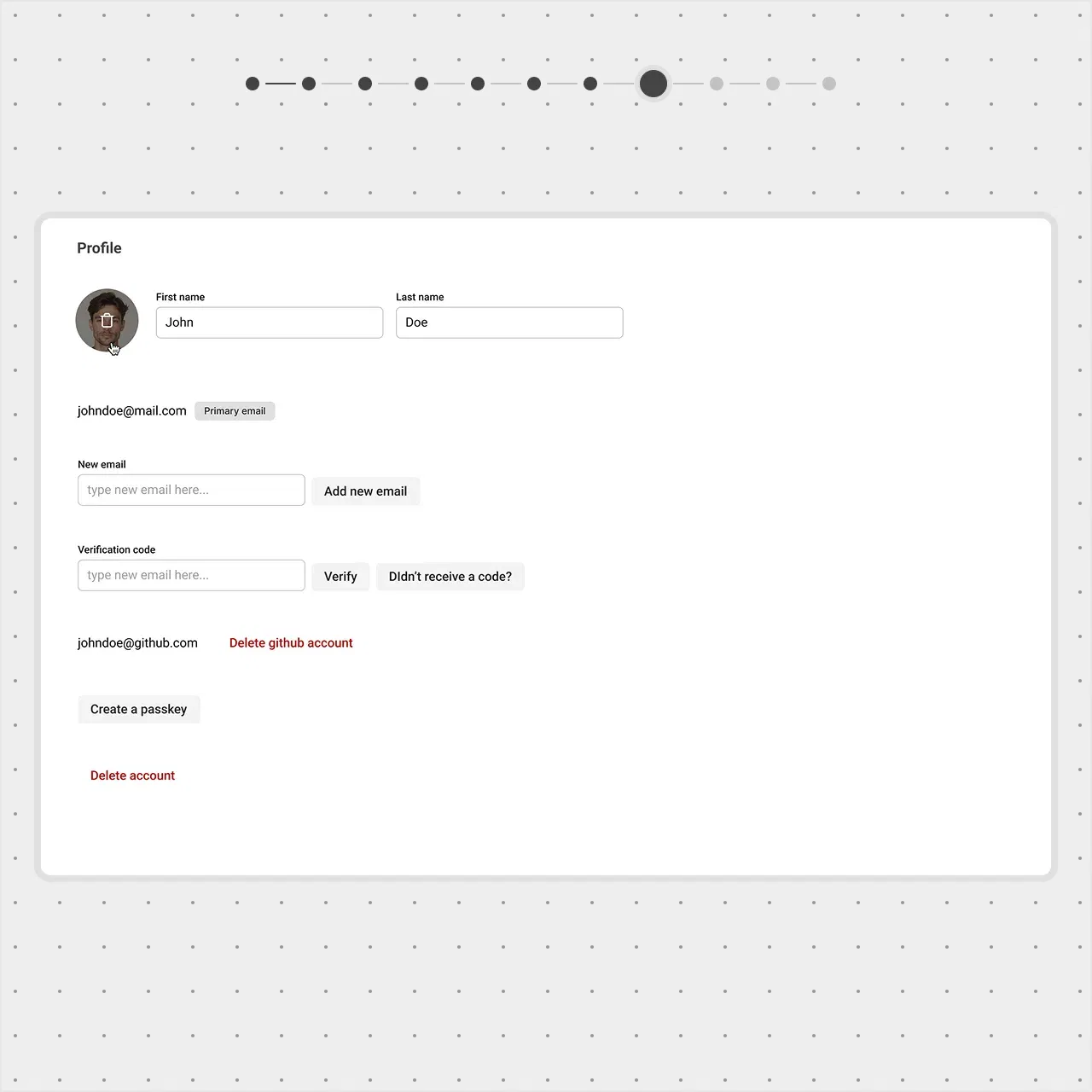 A profile page with an avatar. The 'After' view displays a Delete Photo button only when a photo is uploaded, keeping the layout clean compared to the always-visible button in the 'Before' view..