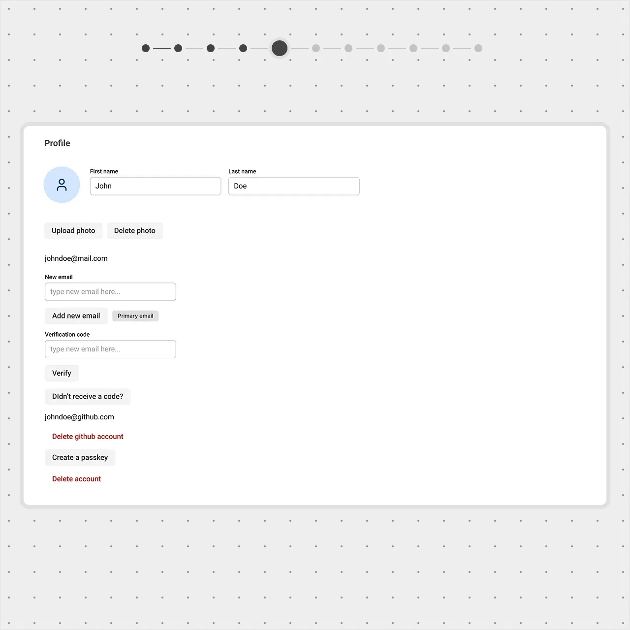 A profile page with Delete GitHub Account and Delete Account buttons. The 'After' view uses a soft-error style in red, making them stand out subtly compared to the 'Before' view.
