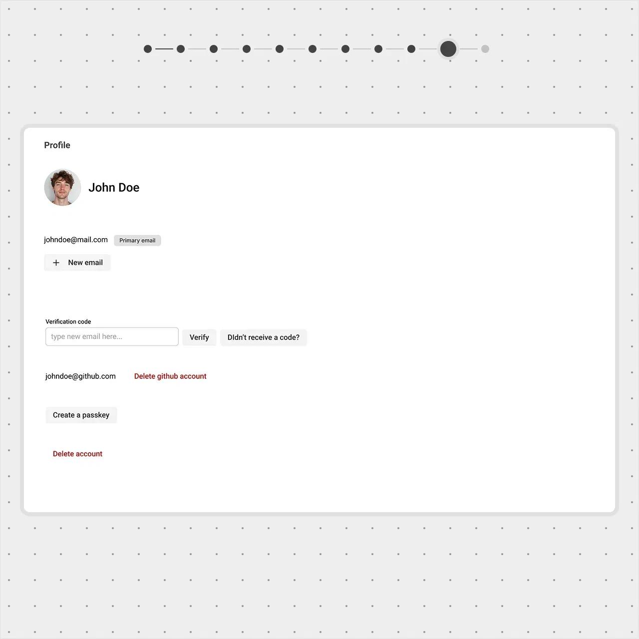 A profile page with an email section. The 'After' view hides the New Email field until a '+' icon is clicked, positioning it closer to the existing email for clarity compared to the 'Before' view.