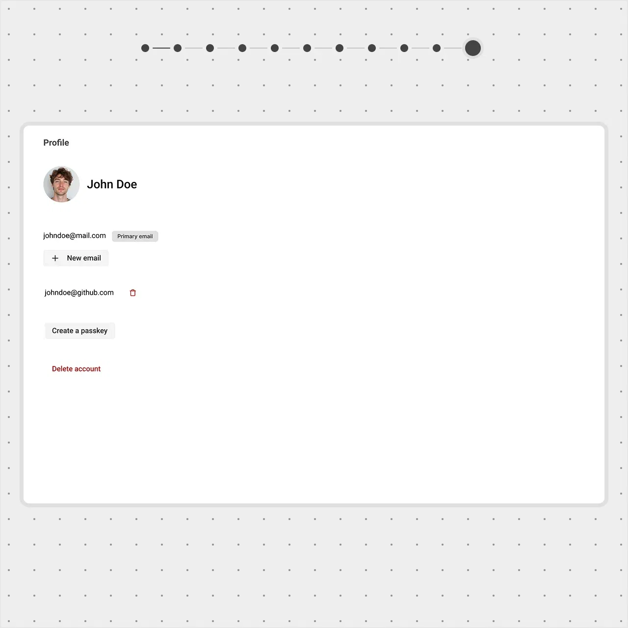 A profile page with email and account options. The 'After' view hides the Verification Code field until needed and replaces the Delete GitHub Account button with a trash can icon, simplifying the layout compared to the 'Before' view.